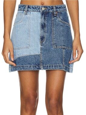 NWT - ABRAND Patchwork Colourblock Denim Skirt